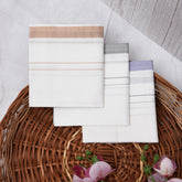 Kuber Industries Handkerchief | Premium Cotton Fabric | Handkerchief for men | Handkerchief for Boys | Men's Handkerchief Set | Fancy Border | 24025 | Pack of 12 | White